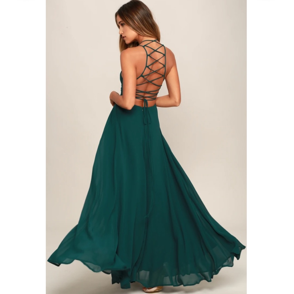 Lulus Strappy to be Here Forest Green Maxi Dress